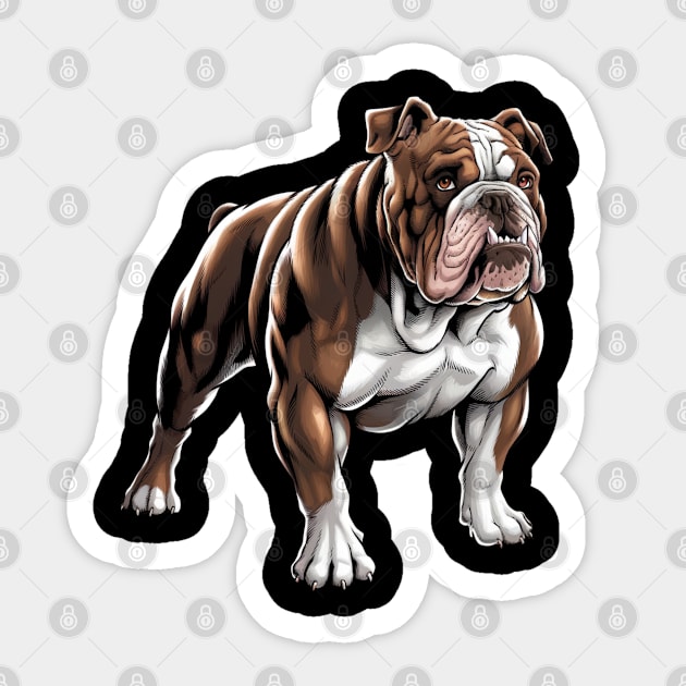 American Bulldog Design, Powerful, Muscular, and Loyal Dog Sticker by Pixel Threads 